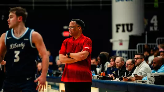 Men's Basketball Recap Photo Coach McKay at FIU Jan. 25, 2025