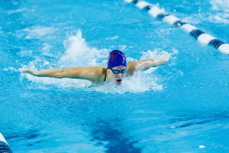 Liberty University’s Women’s Swim and Dive team face James Madison University at Liberty’s Natatorium on October 26th, 2024. (Photo by Ryan Anderson)