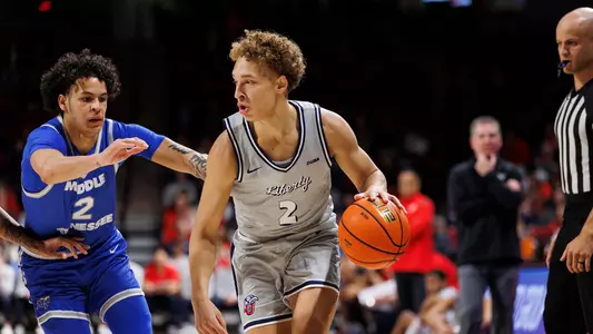The Liberty University Men’s Basketball team takes on the Middle Tennessee State University Blue Raiders in the Liberty Arena on January 4, 2025. (Photo by: Jessie Jordan)