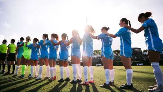 Women's Soccer Lineup during National Anthem