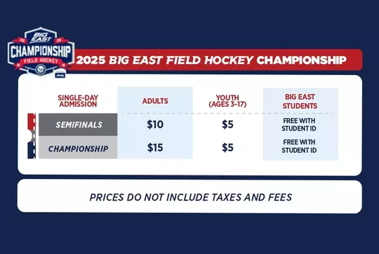 Big East Field Hockey Ticket Pricing Graphic