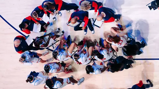 WBB Huddle from Above