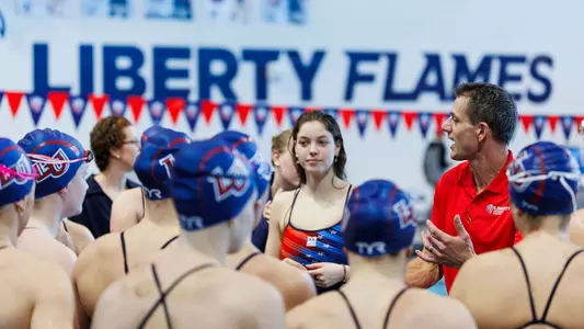 Swimming & Diving Team Huddle Senior Day 2025