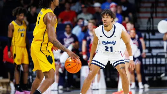 Liberty Men’s Basketball faces Kennesaw State at Liberty Arena on March 2nd, 2025. (Photo by Ryan Anderson)