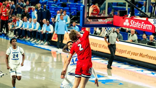 Men's Basketball Recap Photo Taelon Peter at Middle Tennessee March 6, 2025