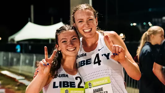 Katrina Schlenker and Marie Hostetler after CUSA Steeplechase