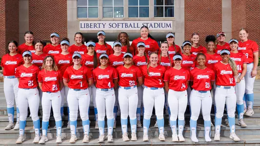 The Liberty University Softball team is photographed in front of the Liberty Softball Stadium on May 02, 2025. (Photo by: Jessie Jordan)