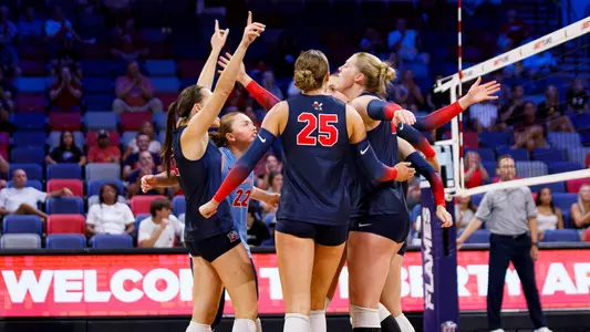 Volleyball Huddle for 2025 Season Opener