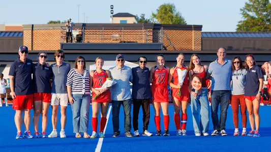 Liberty Field Hockey faces University of Albany at the Liberty Field Hockey Field on September 12, 2025. (Photo by Ryan Anderson)