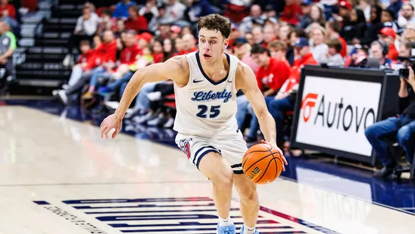 Liberty Men’s Basketball faces Sam Houston at Liberty Arena on February 8th, 2024. (Photo by Ryan Anderson)