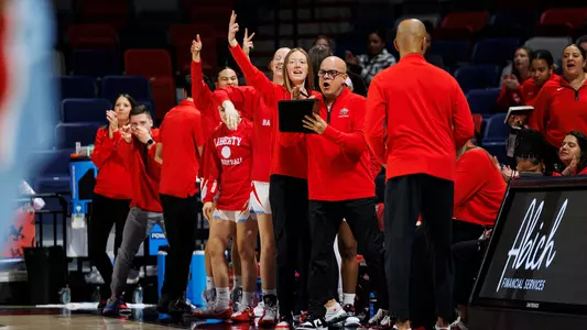WBB Bench Celebration vs LA Tech