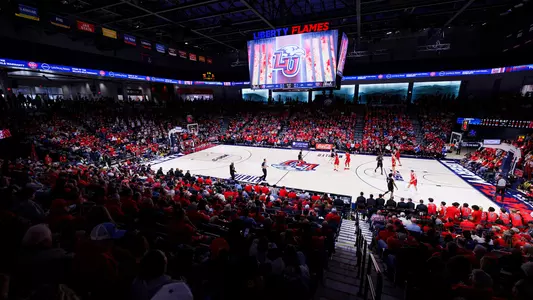 Liberty University’s Men’s Basketball team takes on Missouri State in the Liberty Arena on February 7, 2026. (Photo by: Jessie Jordan)