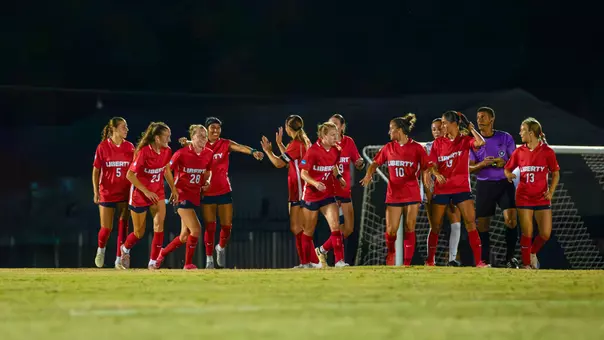 Women's Soccer Celebrates after a goal at Middle Tennessee