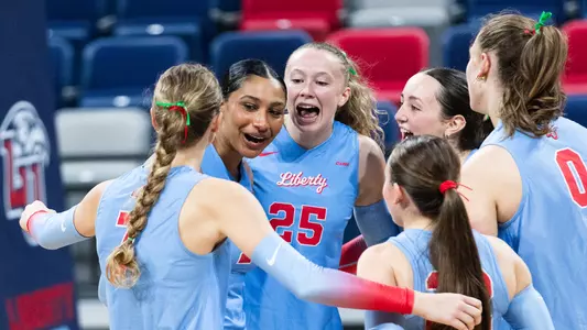 Volleyball Celebration Huddle for Sam Houston Preview