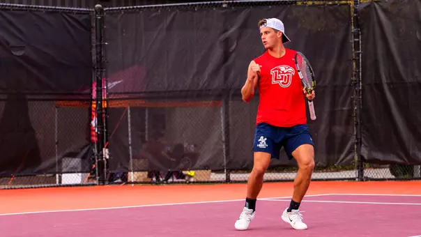 Nate Pitts Celebrates a point at ITA Atlantic Regionals