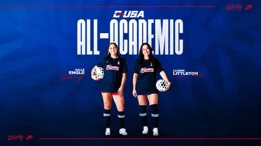 CUSA All-Academic Team graphic with Halle Engle and Lauren Littleton