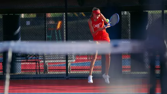 Women's Tennis Aranai Martinez Hits a backhand at a practice