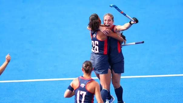 Field Hockey Goal Celebration Recap Photo vs. Georgetown Oct. 9, 2026