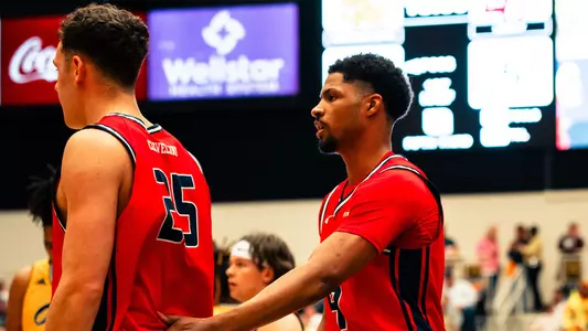 Men's Basketball Recap Photo JJ Harper and Zach Cleveland at Kennesaw State Feb. 26, 2026