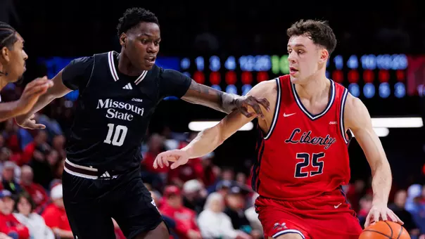 Men’s Basketball takes on Missouri State in the Liberty Arena on February 6, 2026. (Photo by Emily Cuthrell)