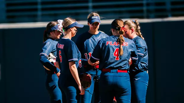 Softball Pitching Huddle vs. Delaware 2026