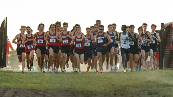 Runners start the Liberty Challenge cross country meet on Sept. 1, 2022 in Lynchburg, Virginia.