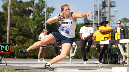 Bethany Tate throws the shot put at the 2026 Pepsi Florida Relays