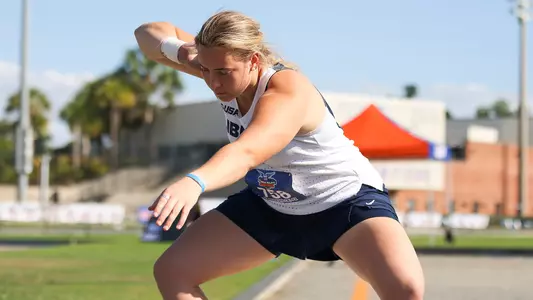 Bethany Tate throws the shot put at the 2026 Pepsi Florida Relays
