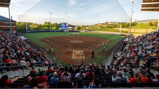 The Liberty University softball team takes on Virginia Tech University at Kamphuis Field on April 15, 2026 (Photo by Travis Clayton)