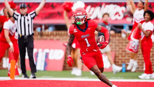 Wide receiver Darius Copeland scores the game winning touchdown against Gardner-Webb. The Liberty University football team takes on Gardner-Webb University at Williams Stadium on September 12, 2026 (Photo by Travis Clayton)