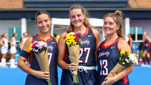 Field Hockey Recap Photo Senior Day Luna Prieri, Tori Griffiths and Kyleigh Faust vs. Longwood Sept. 13, 2026