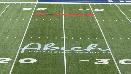 Football Abich Financial Logo on Williams Stadium playing surface - Press Release Announcement in 2026