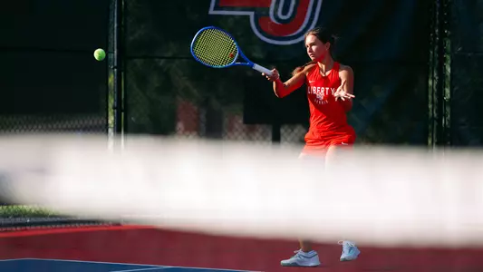 Women's Tennis Diana Ilie hits a forehand at a team practice