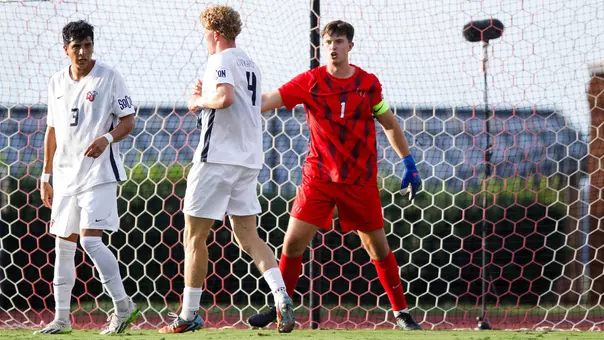 Men's Soccer - Goalkeeper Dan Rose Organizing Defense