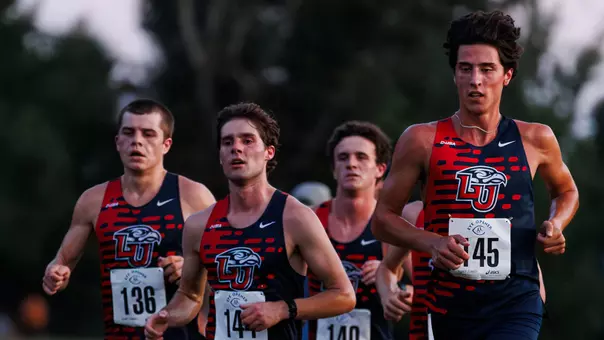 The men's cross country lead pack runs at the 2026 Eye Opener in Spartanburg, S.C. on Sept. 4, 2026