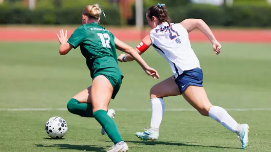 Women's Soccer Lauren Littleton defends in a game against Charlotte on Aug. 30, 2026