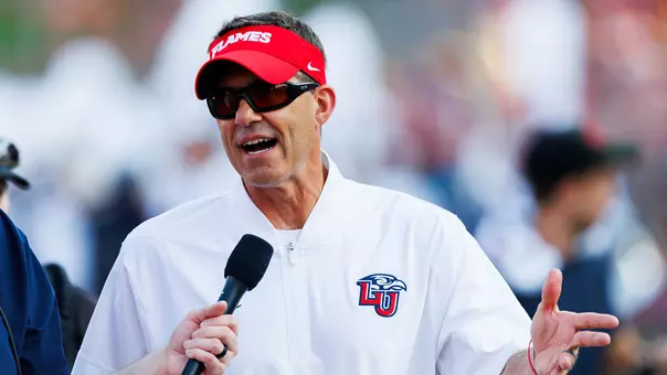 Football - Jamey Chadwell vs. Ball State (09-22-26) - Head Coach Jamey Chadwell speaks during the Liberty vs Ball State game in Williams Stadium on September 19, 2026. (Photo by Grace Greer)