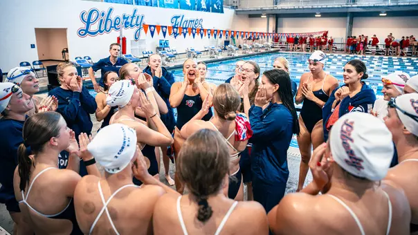Swimming & Diving Huddle for Virginia Tech Preview
