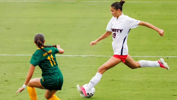 Women's Soccer Margaret Garner attempts a shot against George Mason