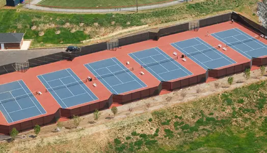 Aerial view of Tennis courts. April 16, 2010. (Photo by Les Schofer)