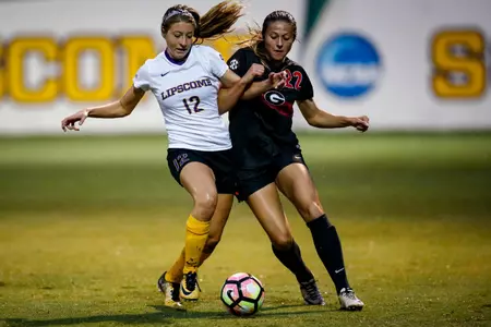 Georgia downs women's soccer in rain-soaked match Image