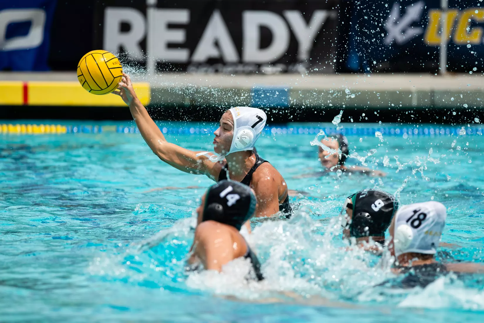 01 May 2021: Semifinal action of the Big West Womenâ??s Water Polo Championship held at UC San Diegoâ??s Canyonview Aquatics Center. (Credit: Derrick Tuskan/Big West)