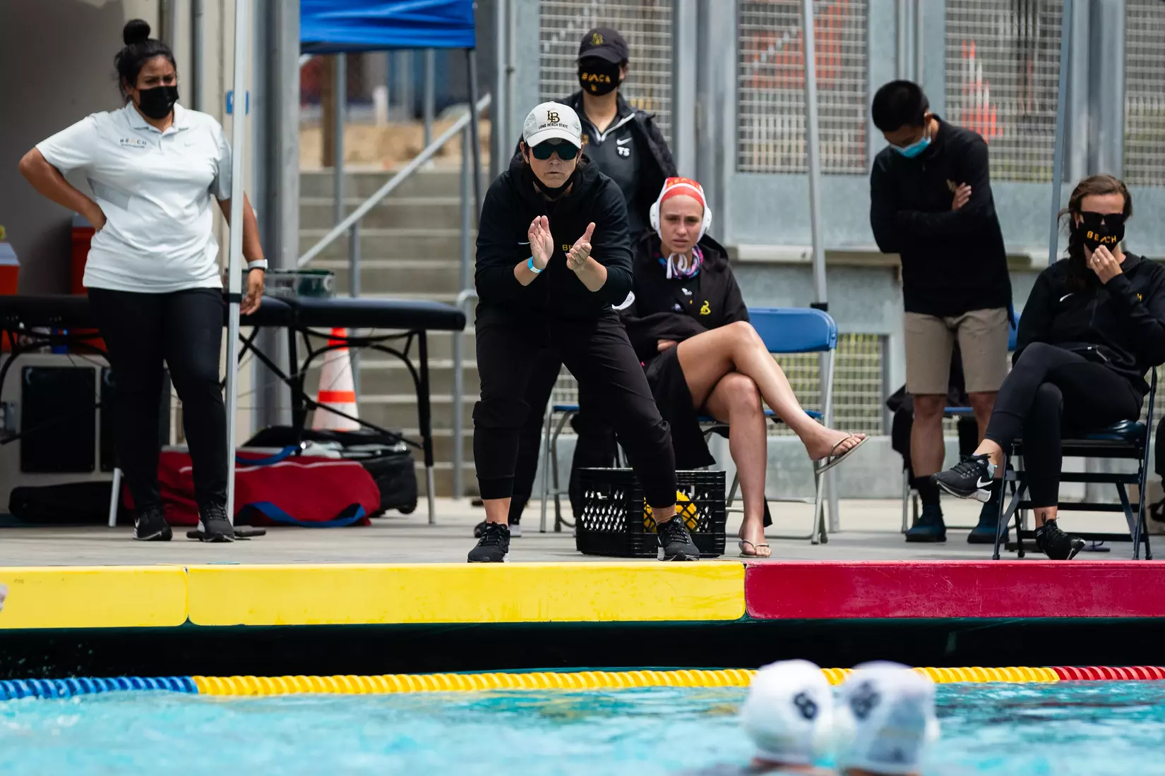 01 May 2021: Semifinal action of the Big West Womenâ??s Water Polo Championship held at UC San Diegoâ??s Canyonview Aquatics Center. (Credit: Derrick Tuskan/Big West)