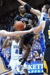 Sophomore Larry Anderson lead the 49ers with 14 points against Duke at Cameron Indoor Stadium on Tuesday evening.