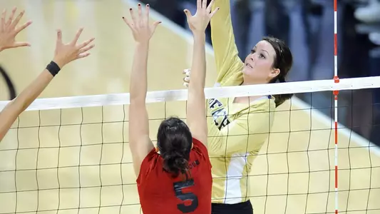 Caitlin Ledoux had her seventh double-double of the season with 16 kills and 11 digs.