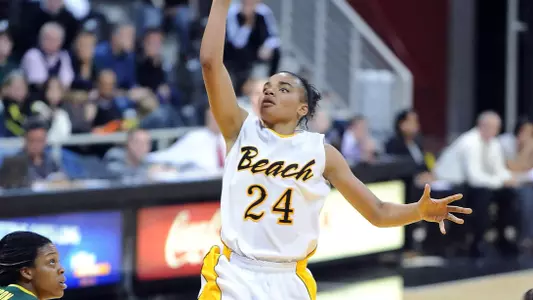 Freshman Brandi Henton had 25 points and 11 rebounds in the 49ers' home opener against Oregon.