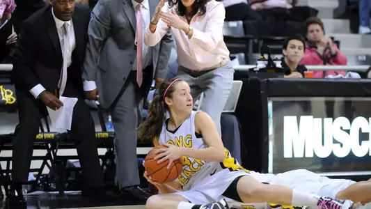 Junior Melanie Lisnock steals the ball before hitting a clutch 3-pointer in the 49ers' victory over UCSB.