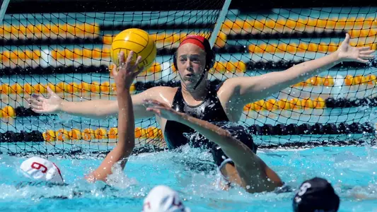 Kristen Stragier had nine saves in the 49ers' loss to No. 2 Stanford.