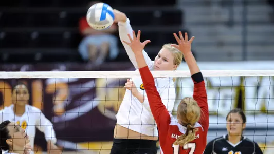 Freshman Haleigh Hampton hit .615 with nine kills in her first game as a 49er.