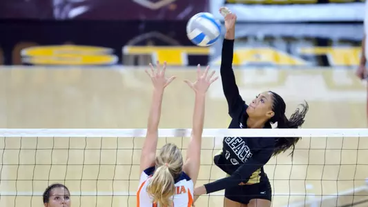 Janisa Johnson finished with 16 kills and 10 digs to lead the 49ers in the sweep.